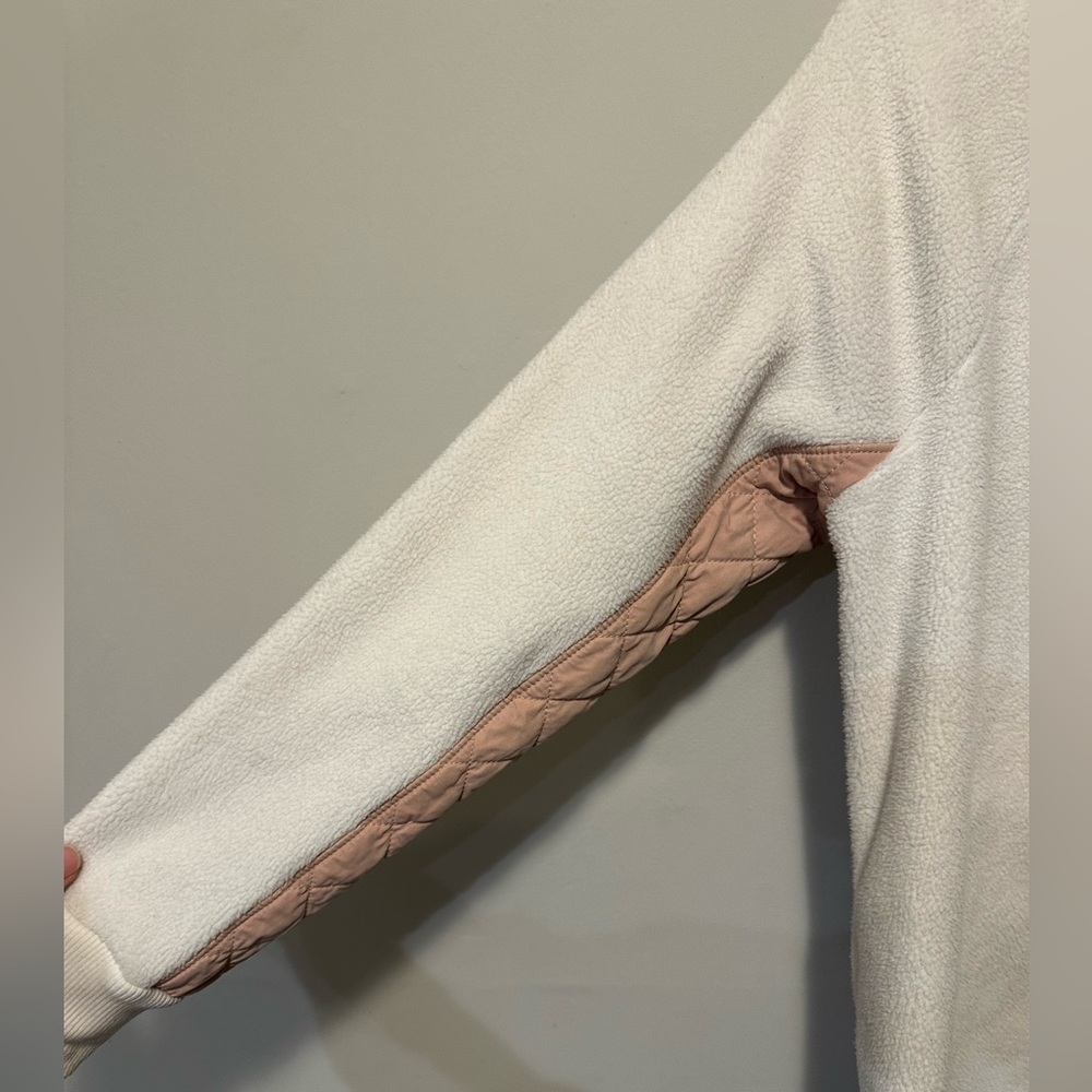 Abercrombie & Fitch Asymmetrical Snap Fleece Pullover White Blush Pink Size M - Picture 6 of 9